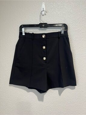 Zara Black Shorts with Gold Buttons, M